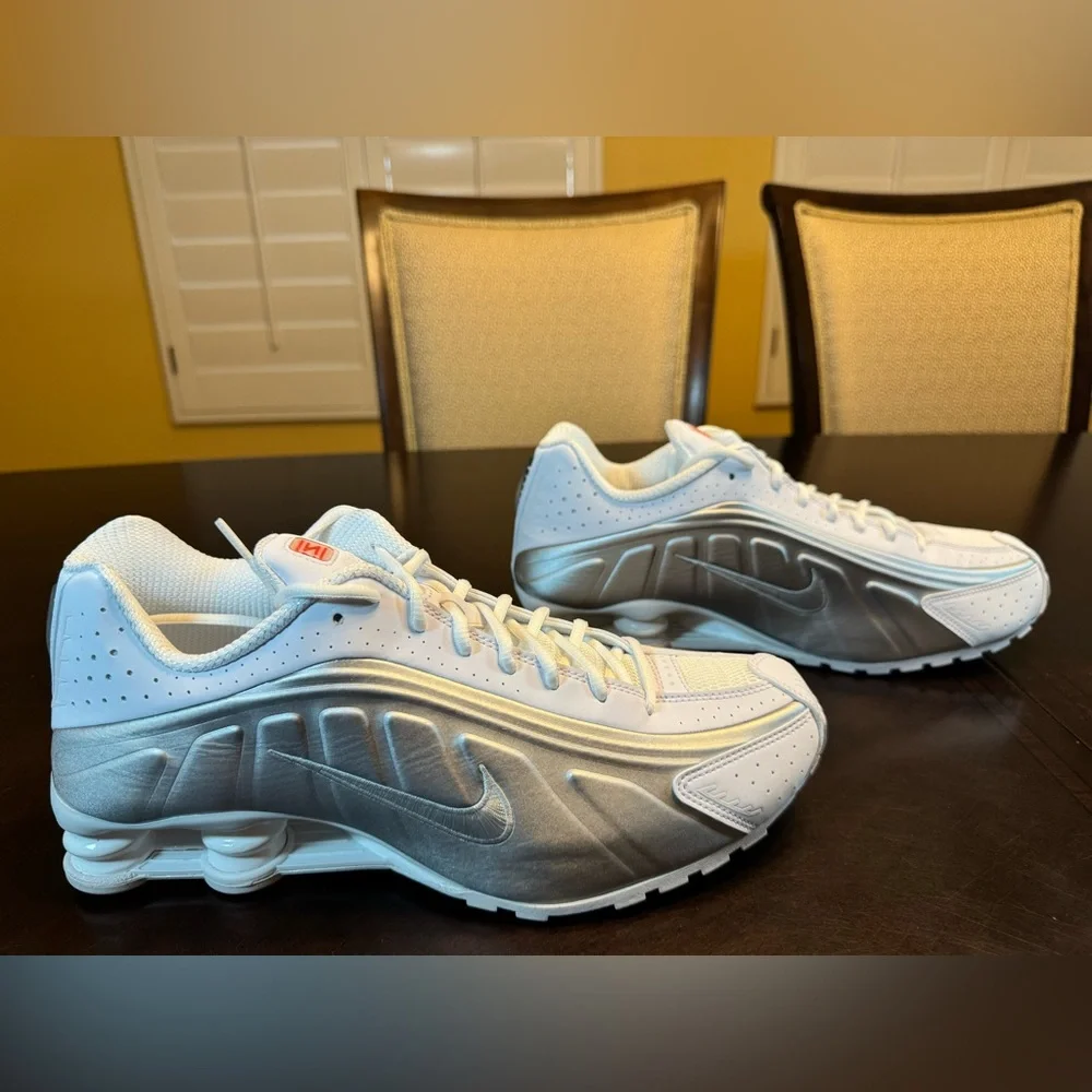 New Nike Shox R4 White Silver Sneaker Shoes Size US 12